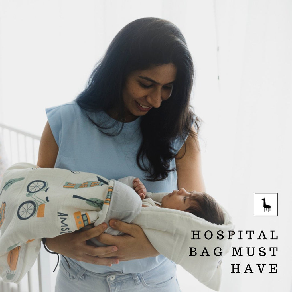 Zoey's Super Combo: Essential hospital bag must-haves! Organic Muslin for newborns – cozy nest, swaddle, vests, caps, dohar, burp cloth, and bibs. #BeBabyReady