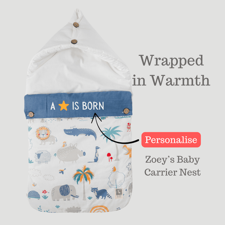 Zoey Baby Carrier Nest Happy Animal Tribe Baby Carrier Nest ,Carrying Nest Bag Portable Travelling Bed for Infants for 0-4 Months