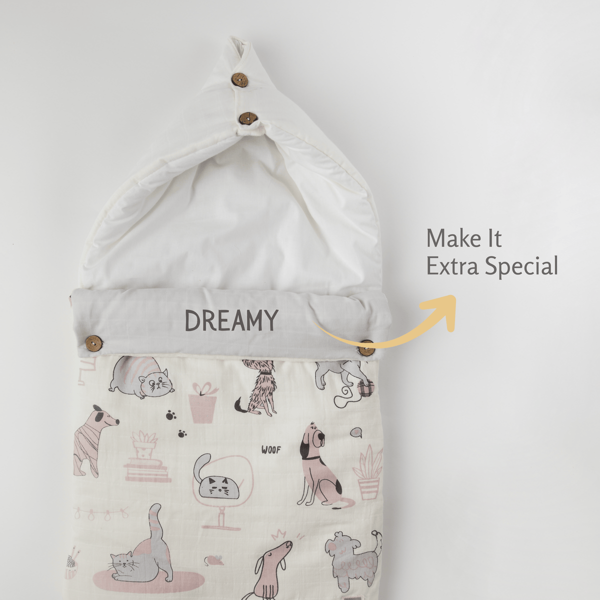 Zoey Baby Carrier Nest Woofles & Purrito Muslin Baby Carrier Nest,Carrying Nest Bag Portable Travelling Bed for Infants for 0-4 Months,New Born Baby