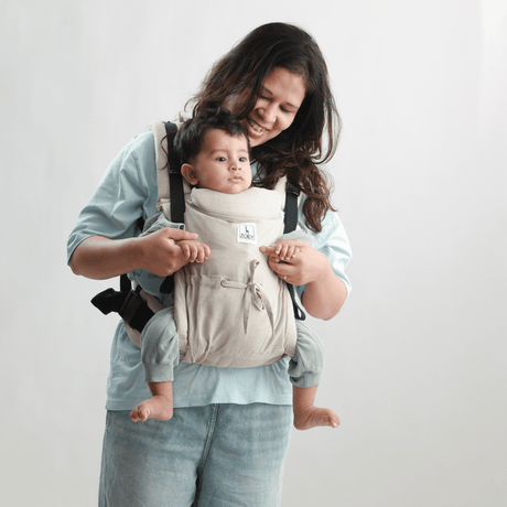 Zoey Baby Carriers Fully Adjustable Zoey’s Baby Carrier, Made Of Linen Cotton, Safe & Ergonomic, 3 Carry Positions, for 4 Months to 3 Year Old Baby (Beige Color)