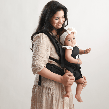 Zoey Baby Carriers Fully Adjustable Zoey’s Baby Carrier, Made Of Linen Cotton, Safe & Ergonomic, 3 Carry Positions, for 4 Months to 3 Year Old Baby (Black Color)