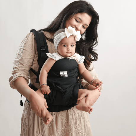 Zoey Baby Carriers Fully Adjustable Zoey’s Baby Carrier, Made Of Linen Cotton, Safe & Ergonomic, 3 Carry Positions, for 4 Months to 3 Year Old Baby (Black Color)