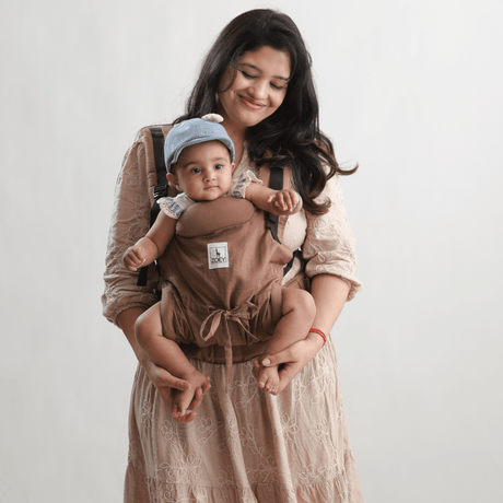 Zoey Baby Carriers Fully Adjustable Zoey’s Baby Carrier, Made Of Linen Cotton, Safe & Ergonomic, 3 Carry Positions, for 4 Months to 3 Year Old Baby (Brown Color)