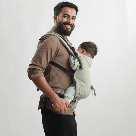 Zoey Baby Carriers Fully Adjustable Zoey’s Baby Carrier, Made Of Linen Cotton, Safe & Ergonomic, 3 Carry Positions, for 4 Months to 3 Year Old Baby (Sage Green Color)