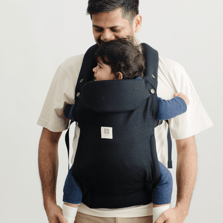 Zoey Baby Carriers Semi Adjustable - Zoey’s Baby Carrier, Made Of Linen Cotton, Safe & Ergonomic, 2 Carry Positions, for 4 Months to 3 Year Old Baby (Black Color)