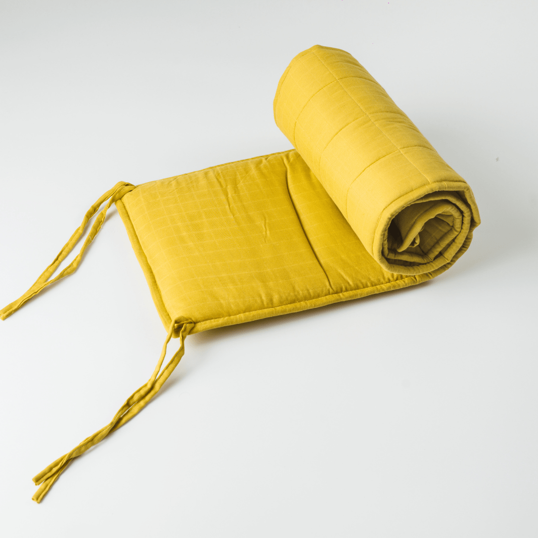 Mango Mustard Cot Bumper (Quilted Organic Muslin) Zoey