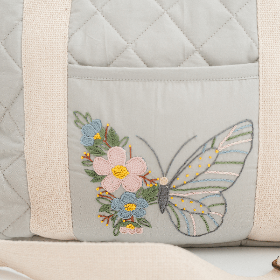 Zoey diaper bag Hand Embroidered Butterfly Flutter Diaper Bag