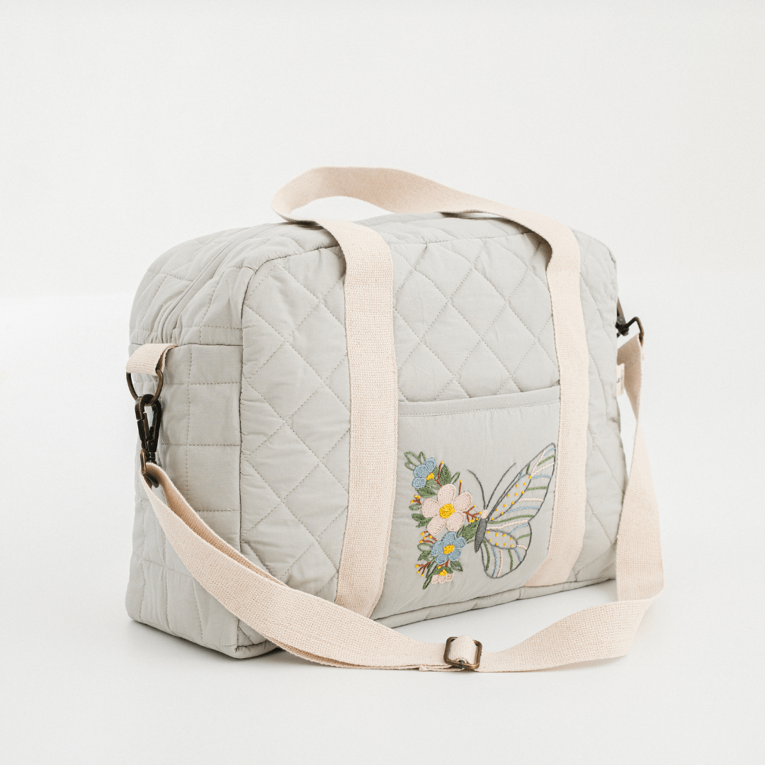 Zoey diaper bag Hand Embroidered Butterfly Flutter Diaper Bag