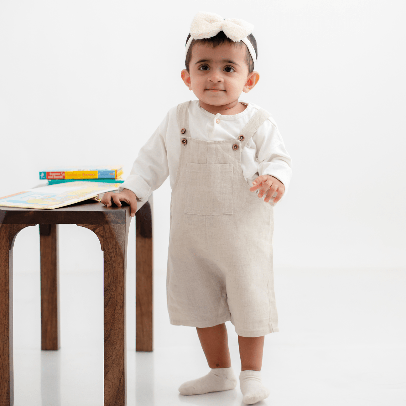 Zoey Dungarees Pocketful of Play Linen Cotton Unisex Dungaree (Beige)