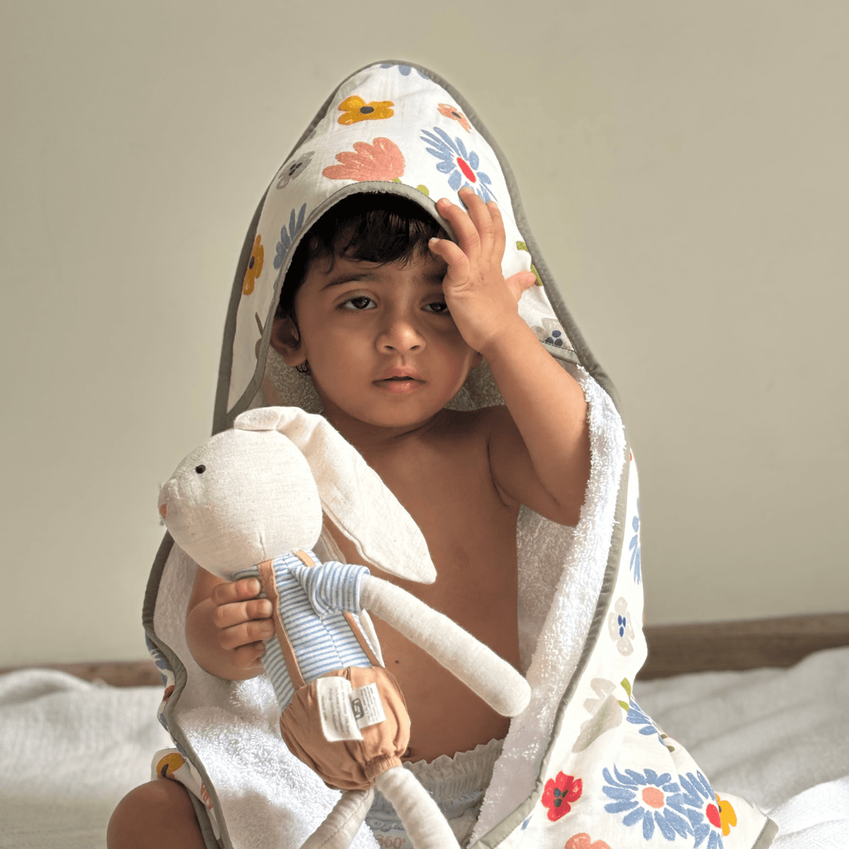 Zoey Hooded towel Bath To Blossom Muslin Hooded Towel (Can be personalised)