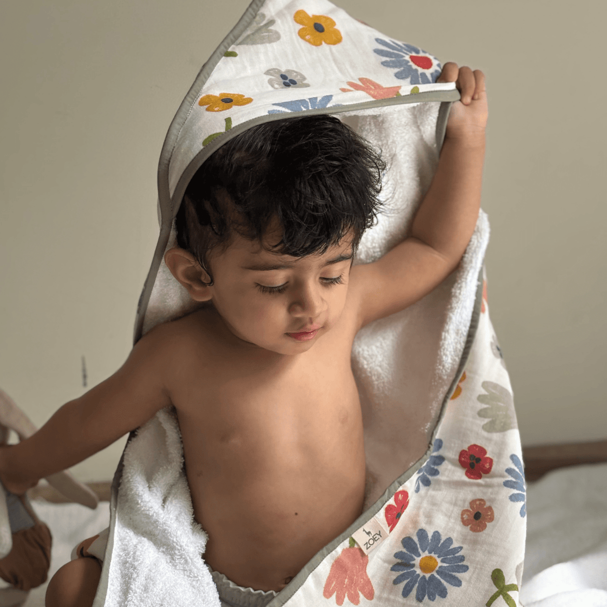 Zoey Hooded towel Bath To Blossom Muslin Hooded Towel (Can be personalised)