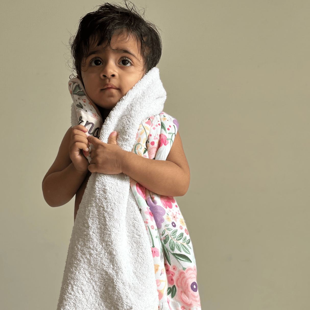 Zoey Hooded towel Medley of Flowers Muslin Hooded Towel (Can be Personalised)