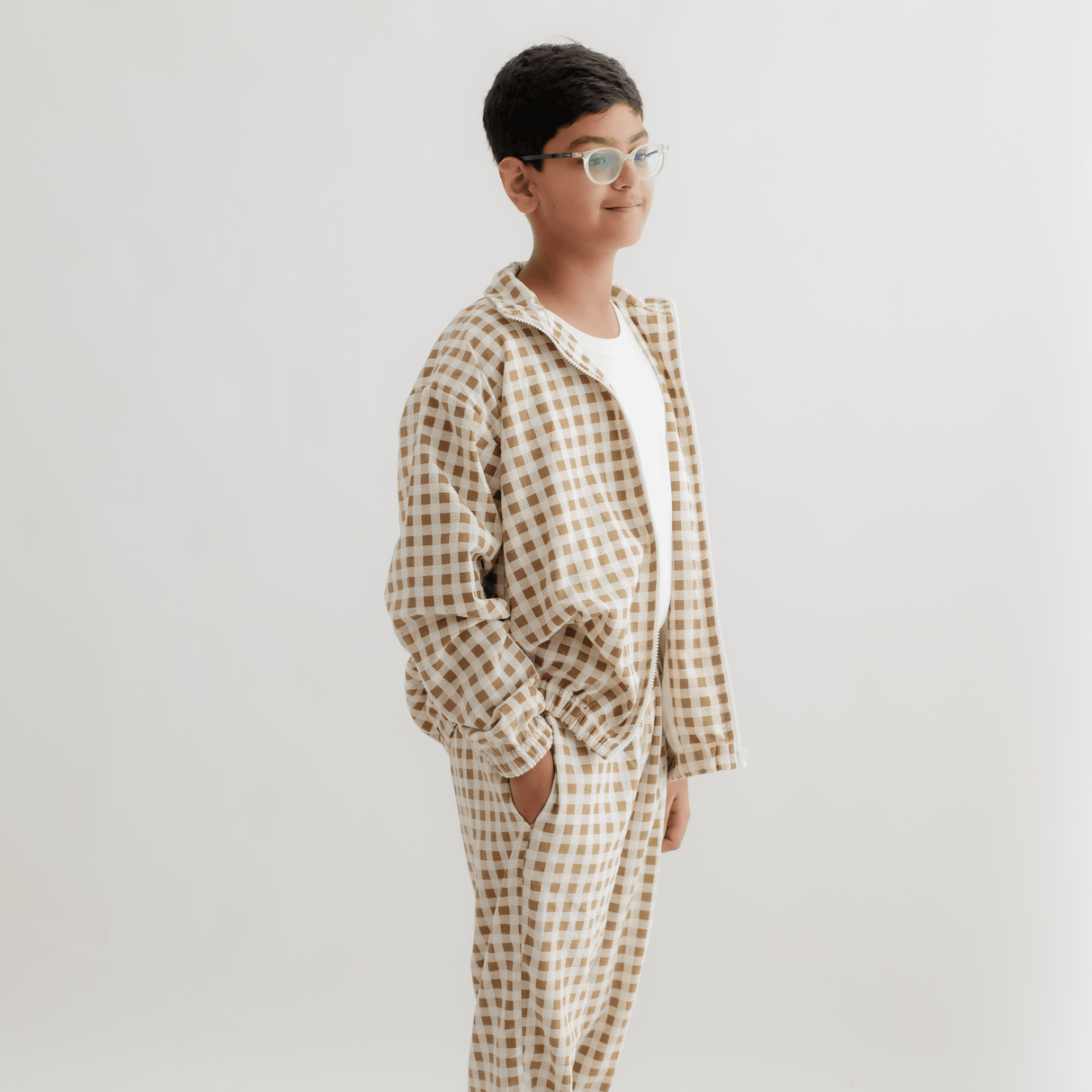 Zoey Jacket Choco Checks Winter Set (Jacket + Lower)