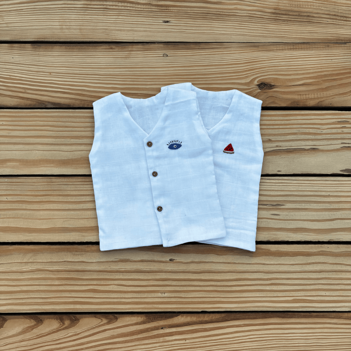 Zoey Muslin Vests Baby Muslin Vests - Set of 2 (White)