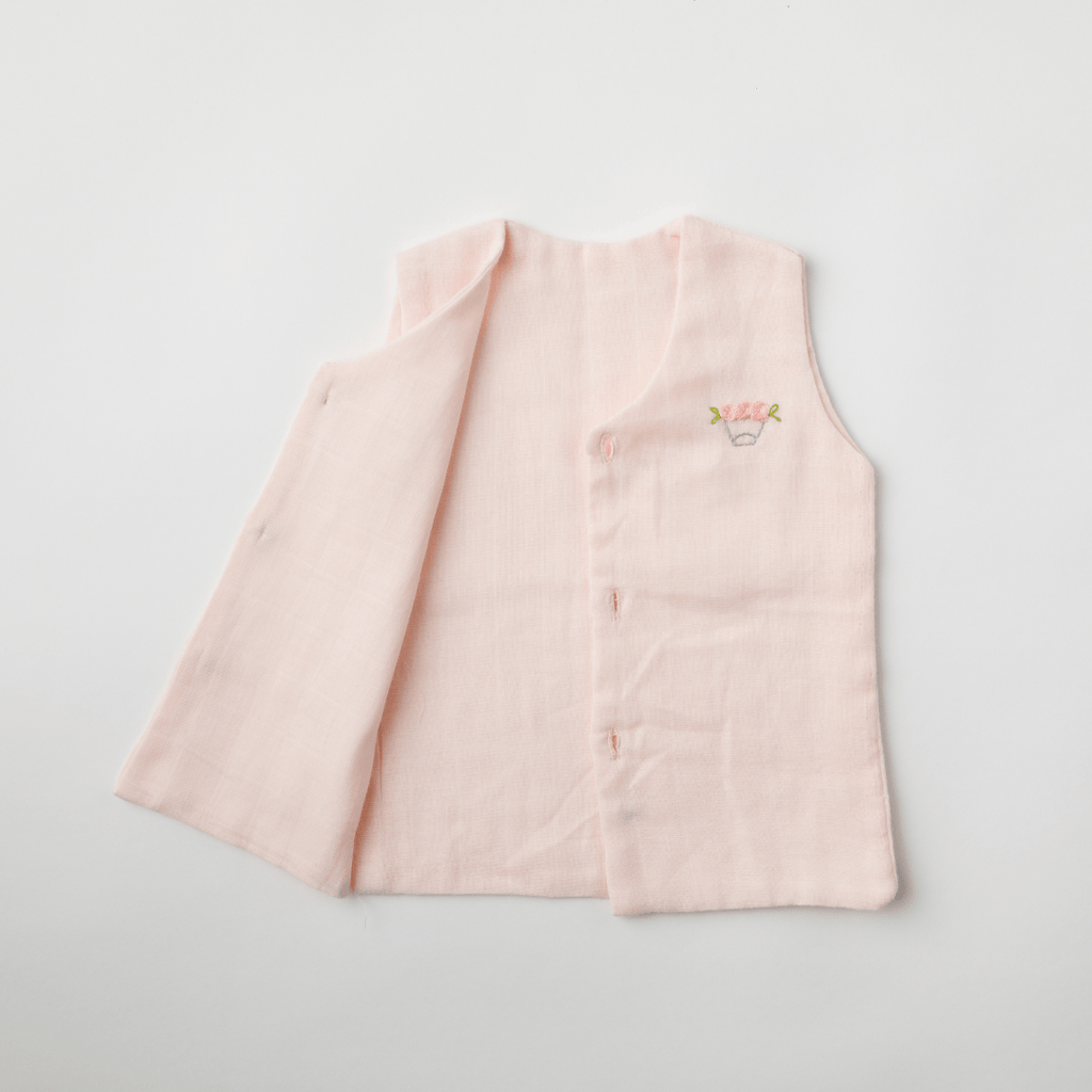 Zoey Muslin Vests Set of 3 Newborn Muslin Vests (Pink, Checks, White)