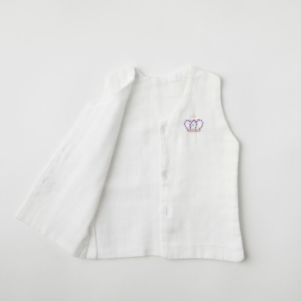 Zoey Muslin Vests Set of 3 Newborn Muslin Vests (Pink, Grey, White)