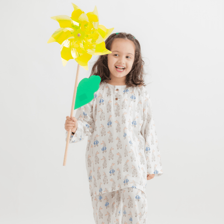 Zoey night suit Hop Into Bed Kurta Style Night Suit (Pure Voile Cotton)