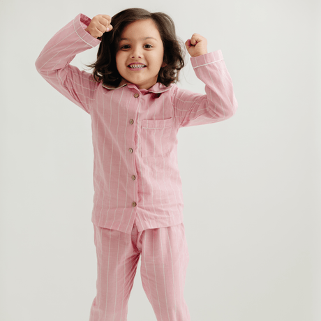 Zoey night suit Slumber Stripes Kids Night Suit (Pure Cotton)