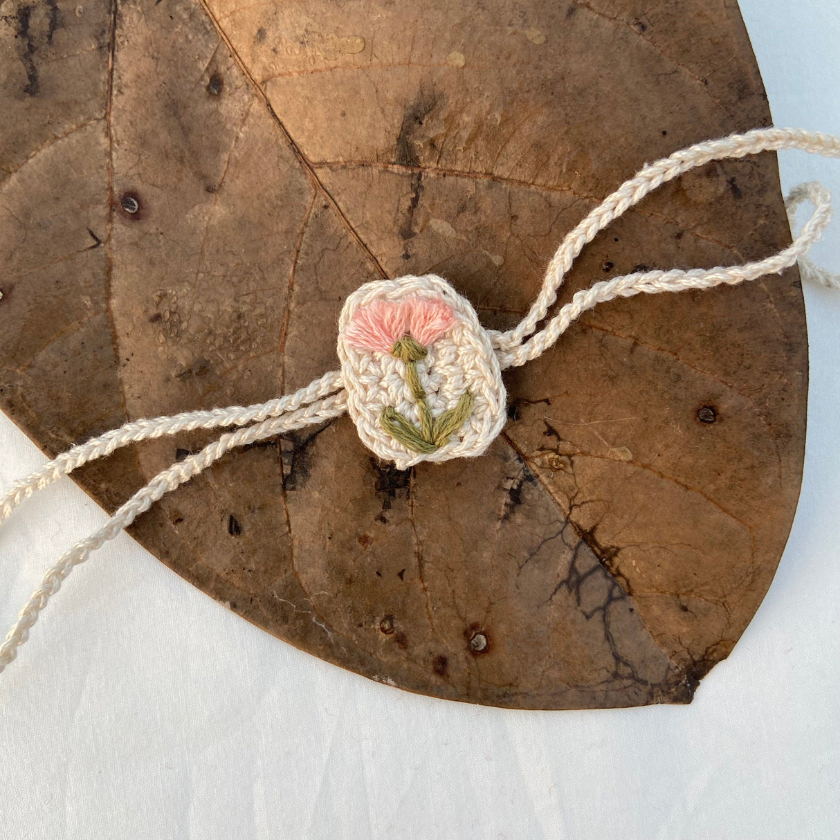 Zoey Rakhi Buddy Tulip Crochet Rakhi (First Rakshabandhan)