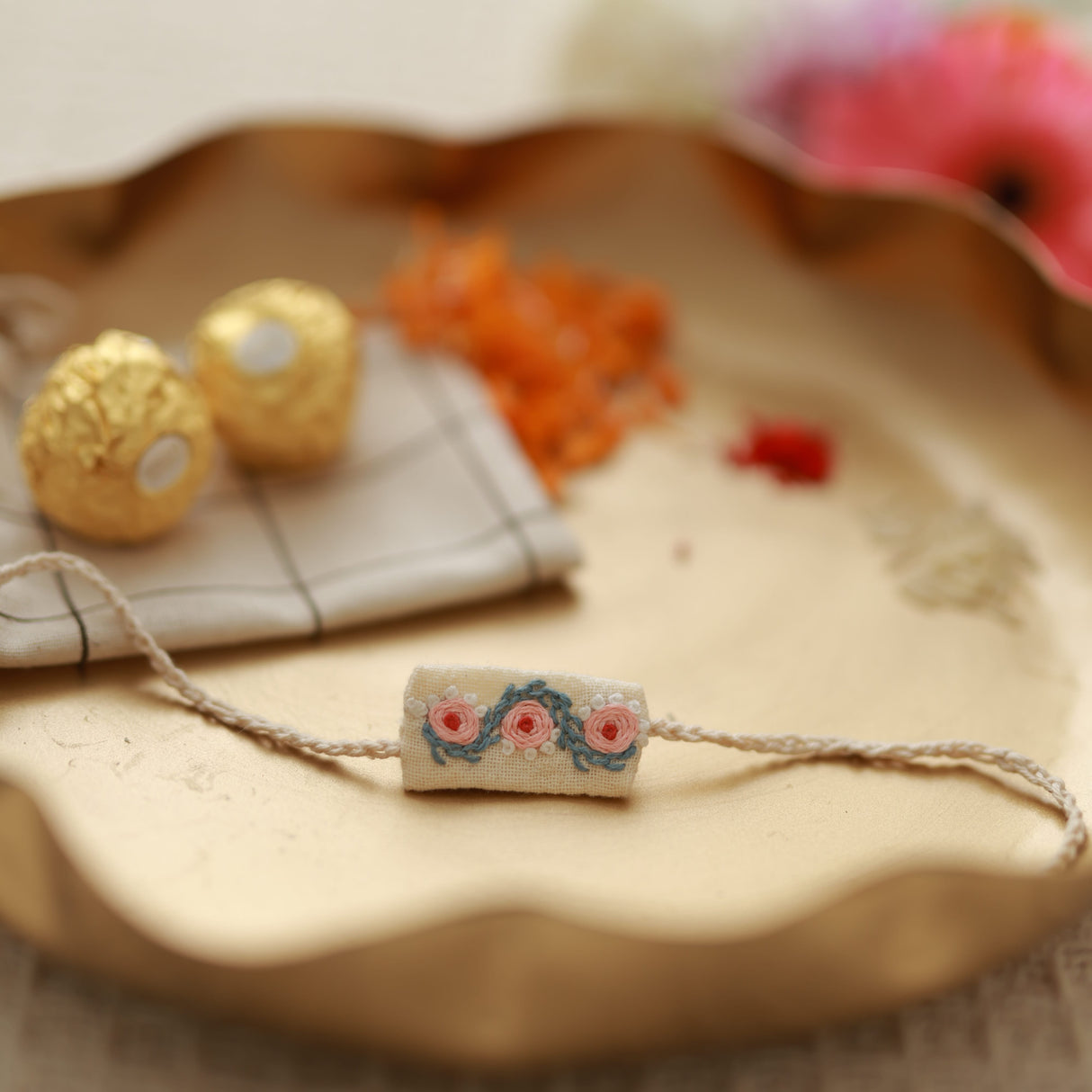 Zoey Rakhi Hand Embroidered Heirloom Bloom Rakhi