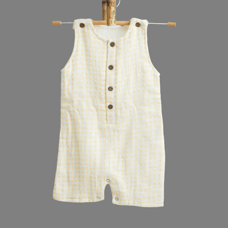 Zoey romper Sunshine Squares Double Layer Muslin Romper/Jumpsuit/Onesie