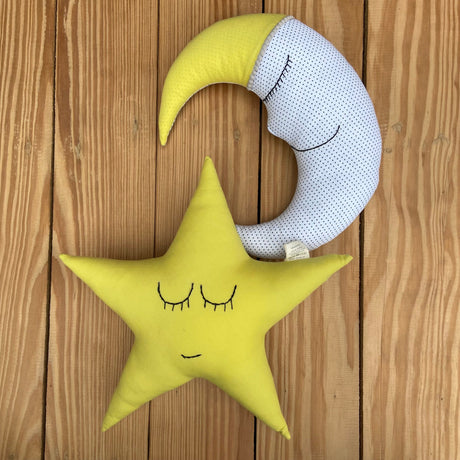 Zoey decor cushion Bumblebee Yellow Moon & Star Duo