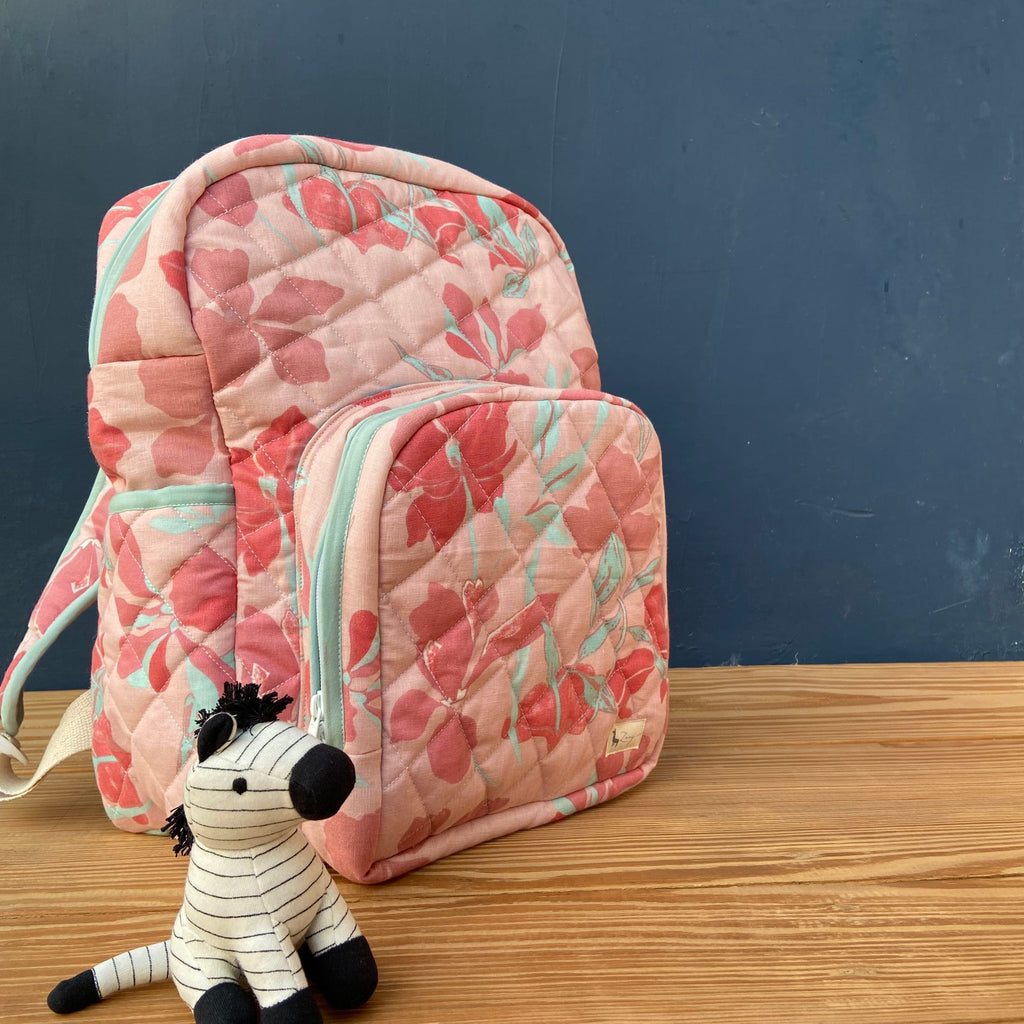 Zoey diaper bag Oriental Lilies Backpack Diaper Bag (100% Cotton with diamond Quilting)