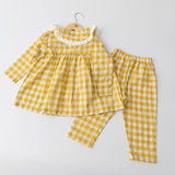 Zoey night suit Golden Gingham Kids Night Suit (Personalised)