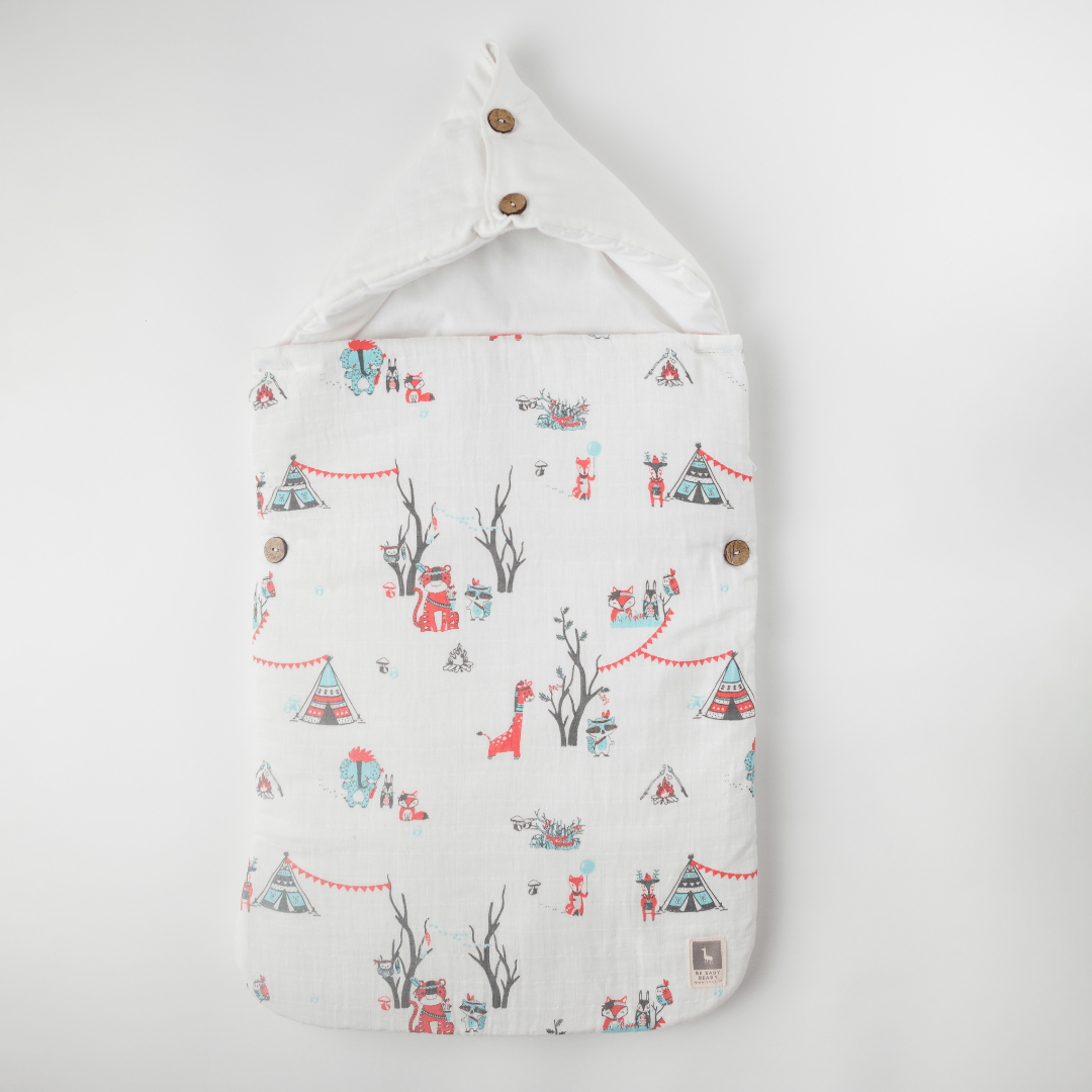 Bohemian Animal Baby Carrier Nest (Muslin),Carrying Nest Bag Portable Travelling Bed for Infants for 0-4 Months