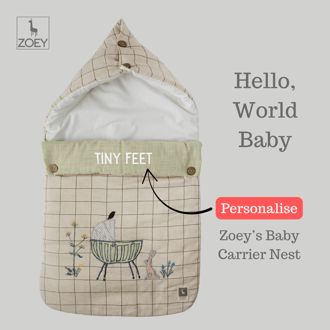 Kiss Me Goodnight Baby Carrier Nest Custom Gift Bag (Handcrafted