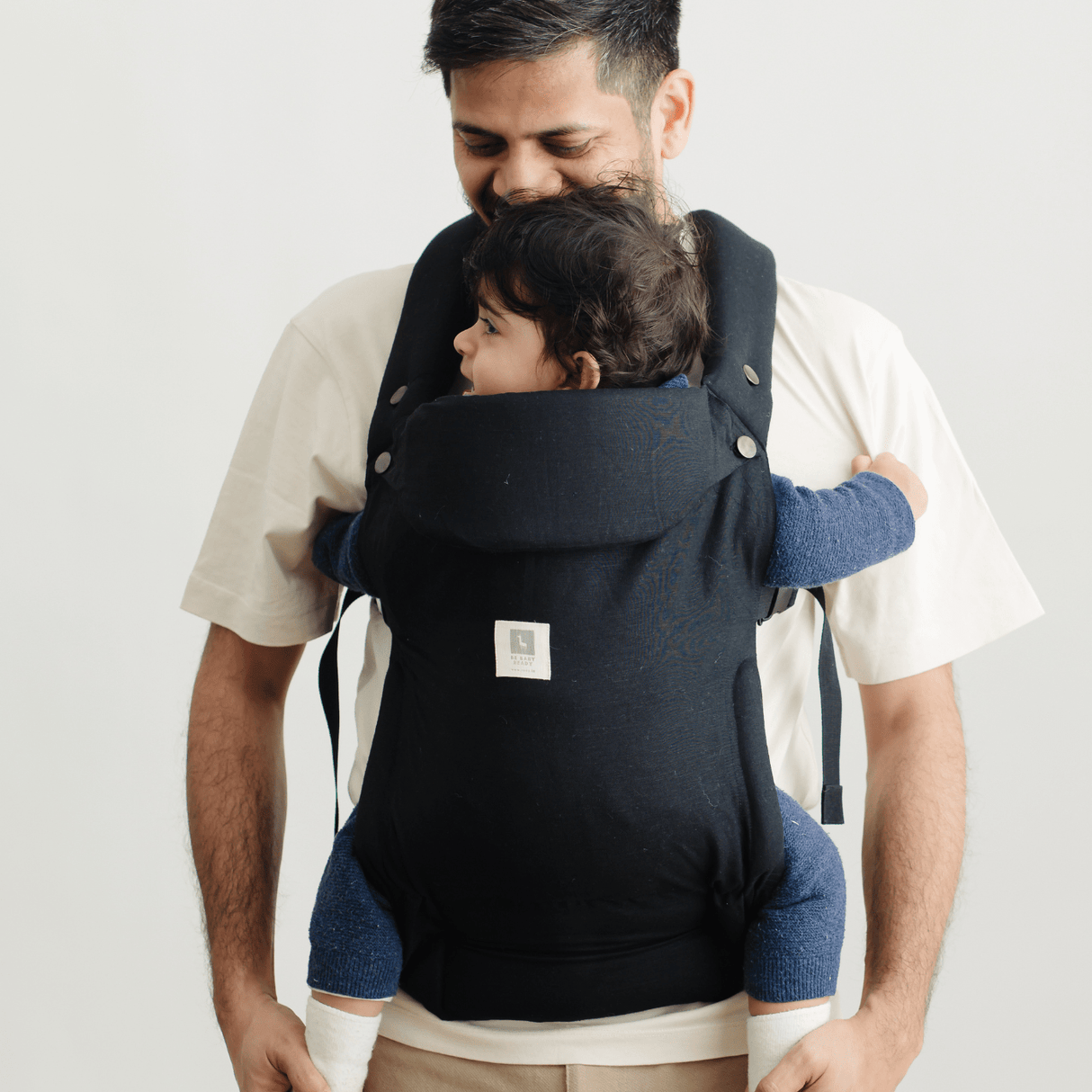 Zoey Baby Carriers Semi Adjustable - Zoey’s Baby Carrier, Made Of Linen Cotton, Safe & Ergonomic, 2 Carry Positions, for 4 Months to 3 Year Old Baby (Black Color)