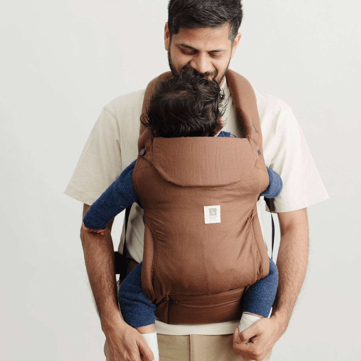 Semi Adjustable Zoey’s Baby Carrier, Made Of Linen Cotton, Safe Ergonomic, Carry Positions, for Months to Year Old Baby (Brown Color)