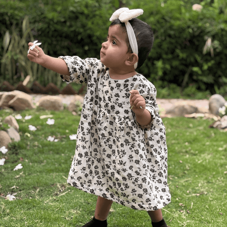 Zoey baby dress Monochrome Meadow Dress (Premium Muslin) + Matching Underpants