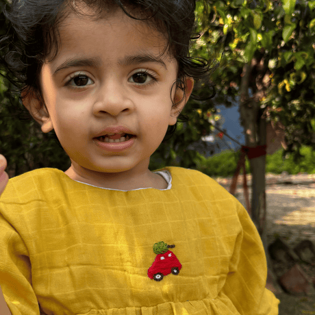 Zoey baby dress Organic Muslin Mustard Glow Dress + Matching Underpants (Christmas Edition)