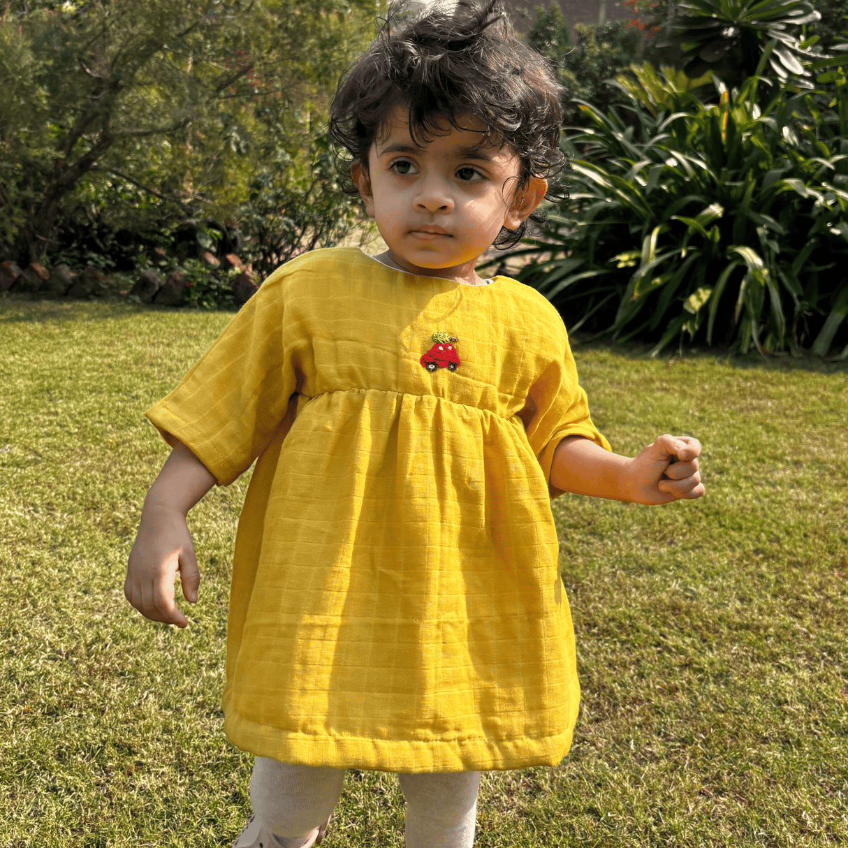 Zoey baby dress Organic Muslin Mustard Glow Dress + Matching Underpants (Christmas Edition)