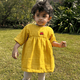Zoey baby dress Organic Muslin Mustard Glow Dress + Matching Underpants (Christmas Edition)