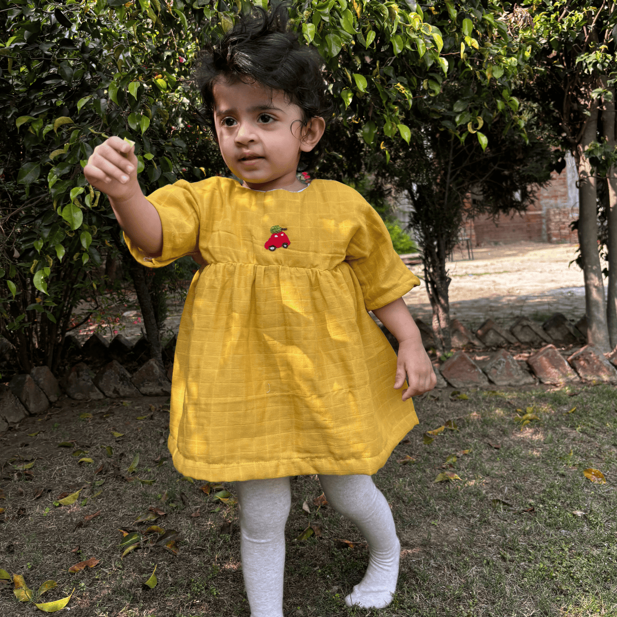 Zoey baby dress Organic Muslin Mustard Glow Dress + Matching Underpants (Christmas Edition)