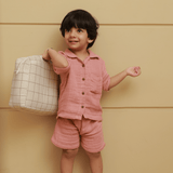 Zoey baby sets & suits Pink Puddle Muslin Co-ord Set (Loungewear for Babies)