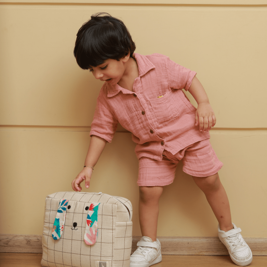 Zoey baby sets & suits Pink Puddle Muslin Co-ord Set (Loungewear for Babies)