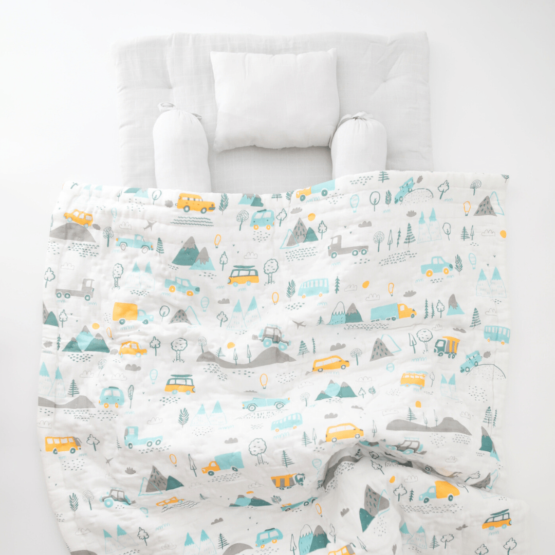 Little Campers Mini Bedding Set Organic Muslin 0 1 Year