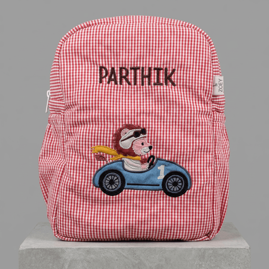 Zoey bonsai backpack Handcrafted Mini Grand Prix / Little Racer Lion School Bag (Personalise)