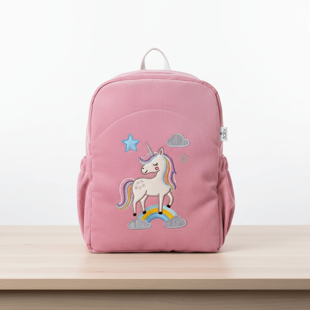 Zoey bonsai backpack Handcrafted Unicorn Charm Corduroy Bag (Personalise)