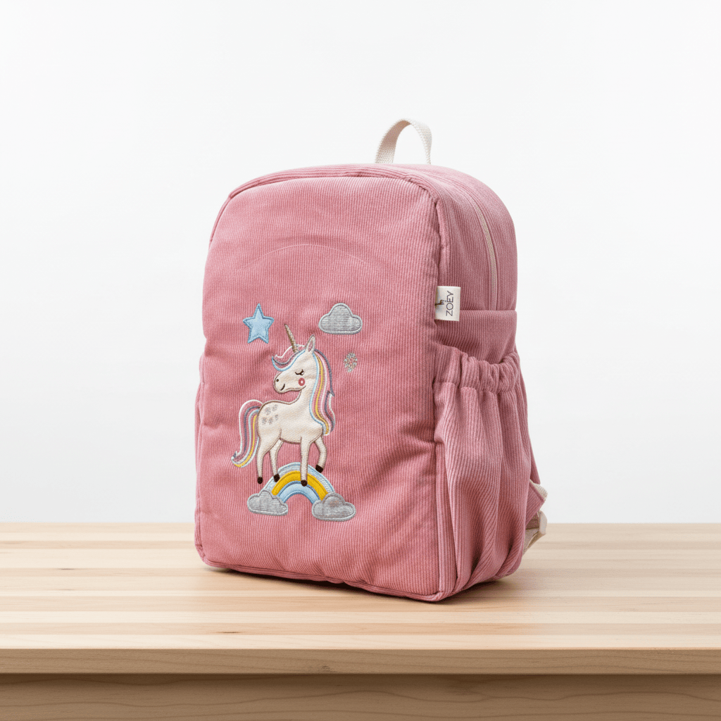 Zoey bonsai backpack Handcrafted Unicorn Charm Corduroy Bag (Personalise)