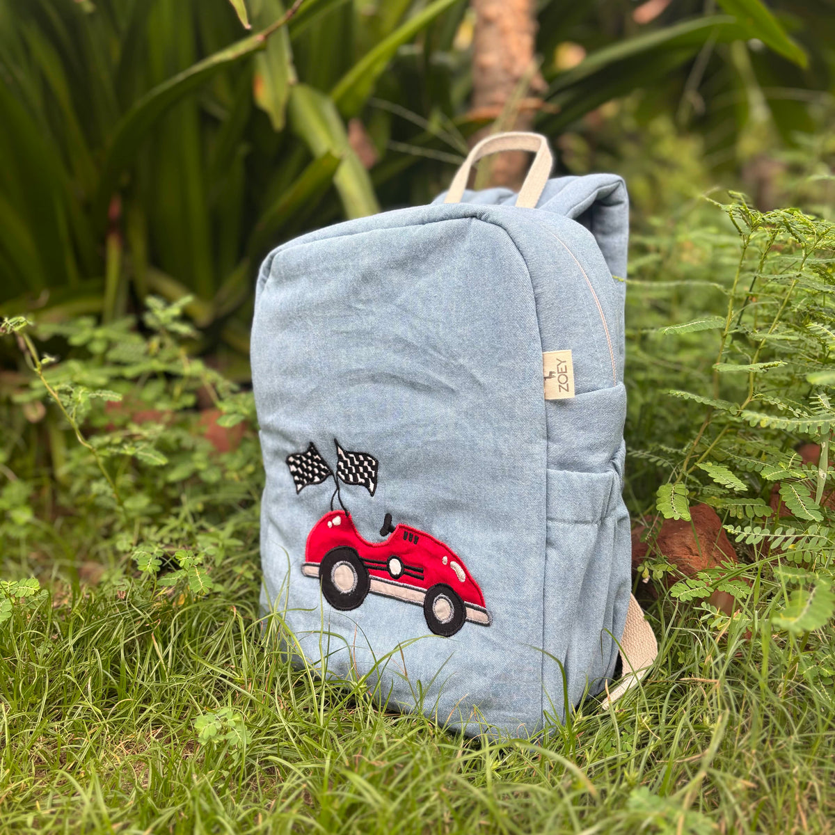 Zoey bonsai backpack Little Speedster Denim Backpack School Bag (Personalise)