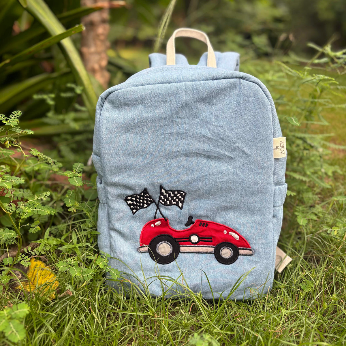 Zoey bonsai backpack Little Speedster Denim Backpack School Bag (Personalise)