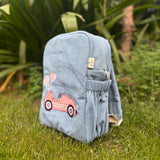 Zoey bonsai backpack Pink Pitstop Denim Backpack School Bag (Personalise)