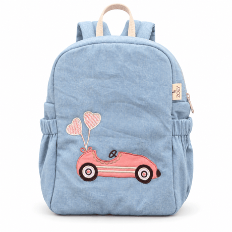 Zoey bonsai backpack Pink Pitstop Denim Backpack School Bag (Personalise)
