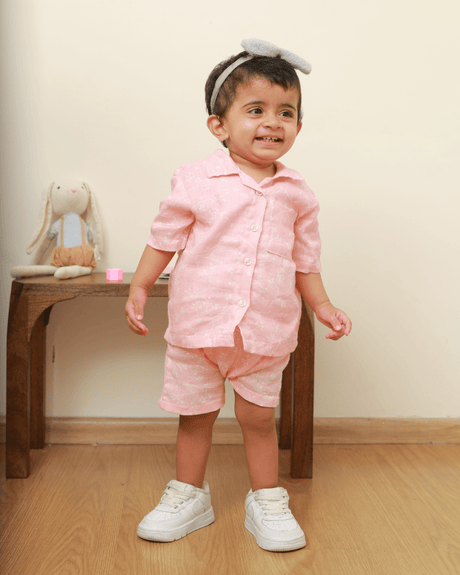 Zoey co-ord set Ballet Pink Muslin Co-ord Set (Loungewear for Babies)