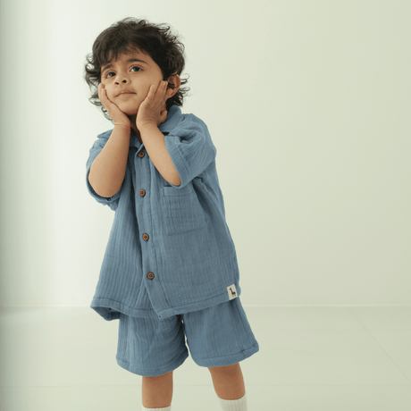 Zoey co-ord set Under the Sky Muslin Co-ord Set (Loungewear for Babies)