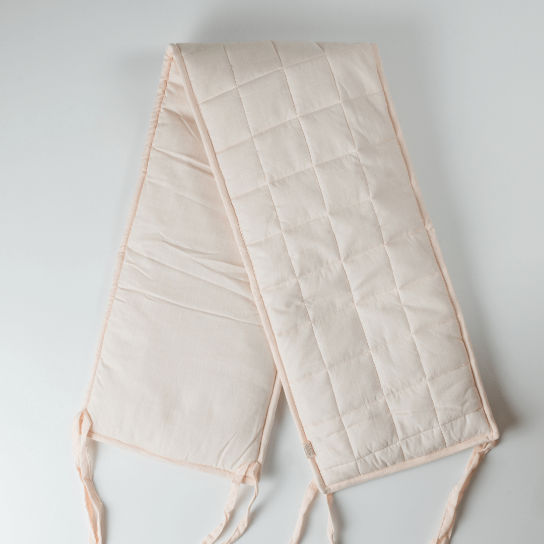 Zoey cot bumper Blush Pink Cot Bumper (Quilted Organic Muslin)